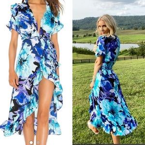 Misa Los Angeles XS high low dress floral